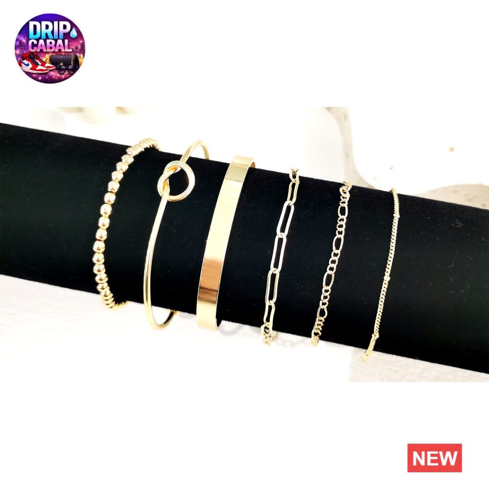 Gold Plated Bracelet Set Stackable Bangle Cuff La… - image 7